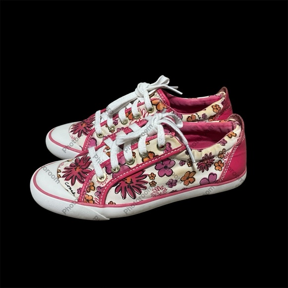 Coach Floral  Pink and White Sneakers women’s 7 - Picture 9 of 11